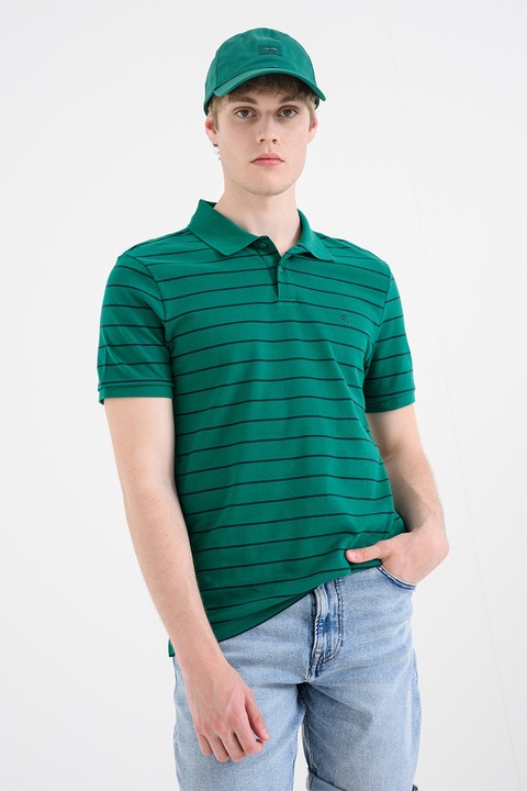 CALVIN KLEIN JEANS, Tricou polo cu model cu dungi, Verde