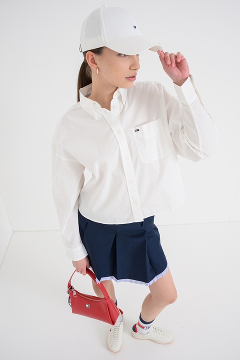 Tommy Jeans, Camasa supradimensionata cu guler Oxford, Alb antichizat
