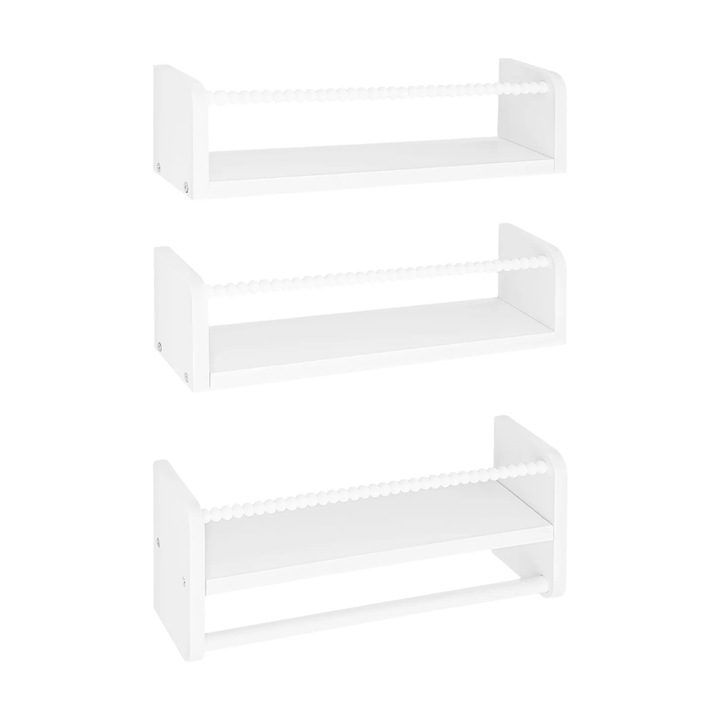 Set de 3 rafturi de perete, lemn alb, 40x10cm, multifuncțional pentru cameră copii