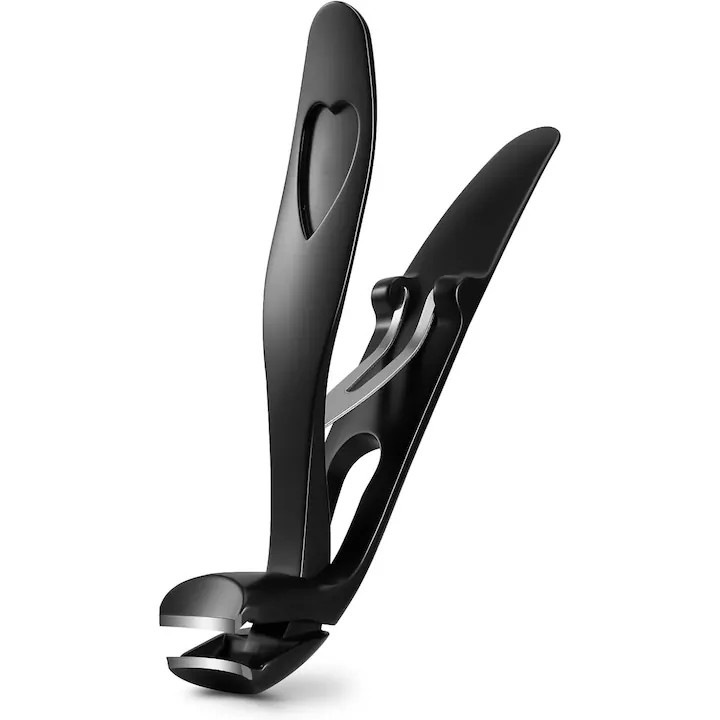 Ergonomikus rozsdamentes acél körömvágó vastag körmökhöz, fekete