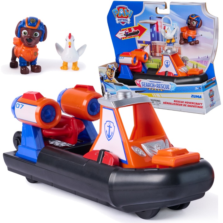 Paw Patrol Set cu racheta Zuma, vehicul cu tractiune inapoi + figurine