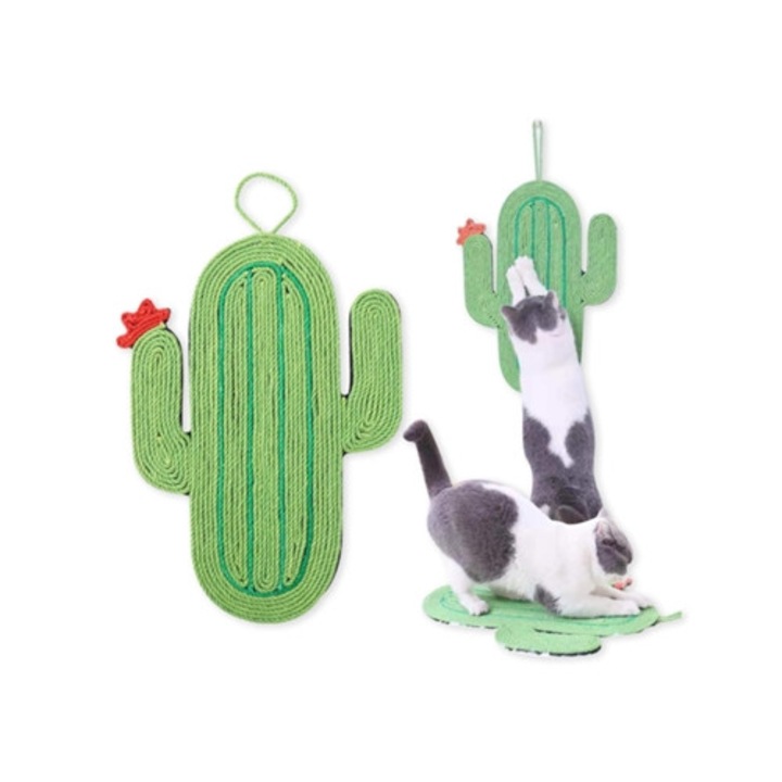 Ansamblu de joaca pentru pisici, sisal natural, cactus