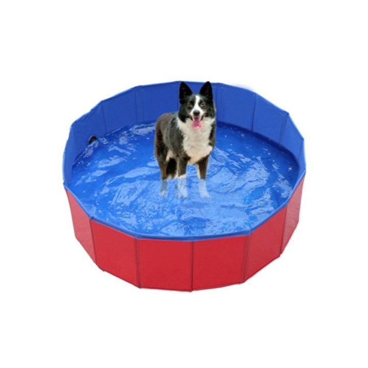 Piscina pentru animale de companie gonflabila, drenaj usor, design pliabil, 100x30cm