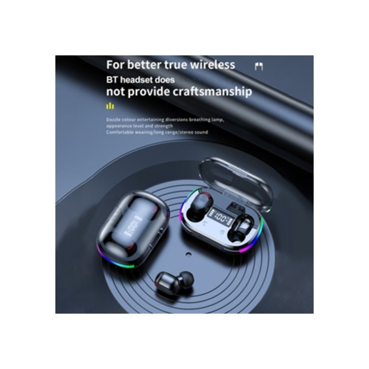 Casti Wireless K10 In-Ear Bluetooth, pentru muzica si apeluri, negru