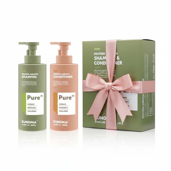 Set sampon si balsam de par cu proteine si keratina, Eunomia, 800 ml