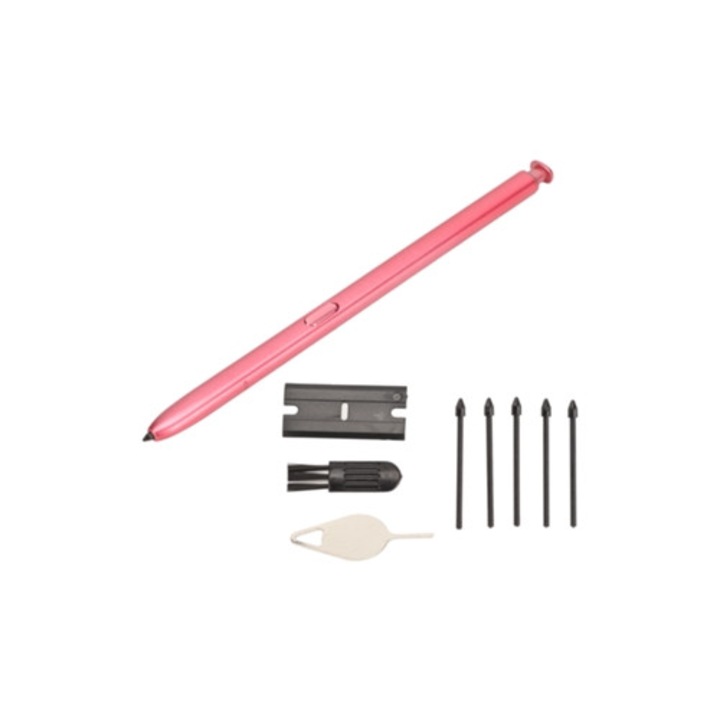 Stylus universal cu sensibilitate ridicata pentru ecran tactil, roz, cu varfuri de inlocuire, pentru Galaxy Note 10 si Note 10 Plus