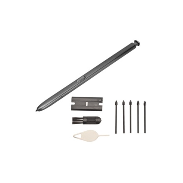 Stylus universal pentru ecran tactil, negru, cu varfuri de inlocuire