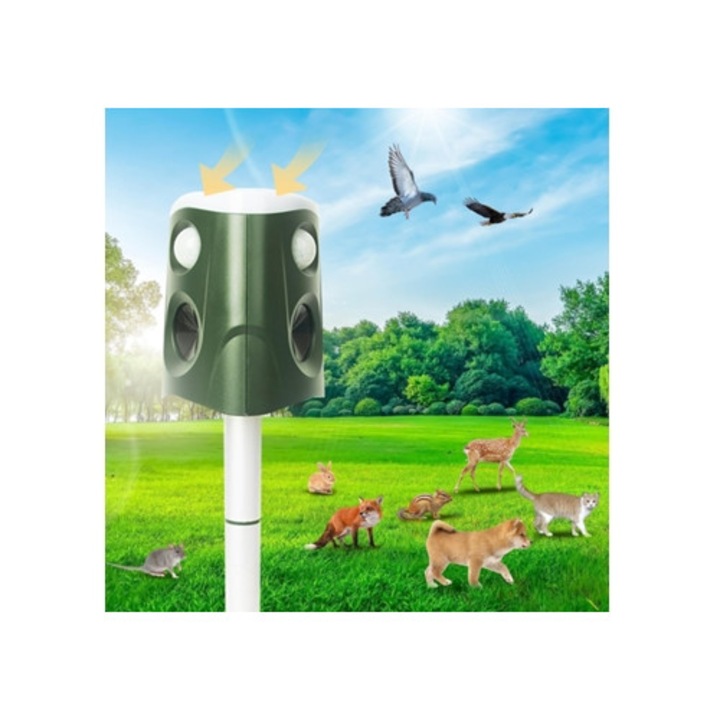 Repelent solar pentru insecte Zeuxo, detectare 360, pentru pasari si veverite, articole daunatori gradina