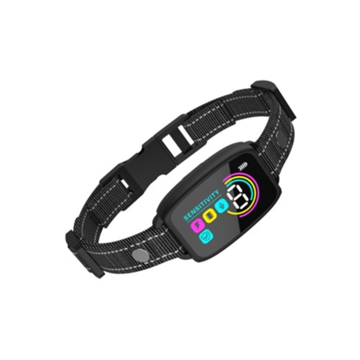 Zgarda electronica anti-latrat pentru caini, Negru, IP67