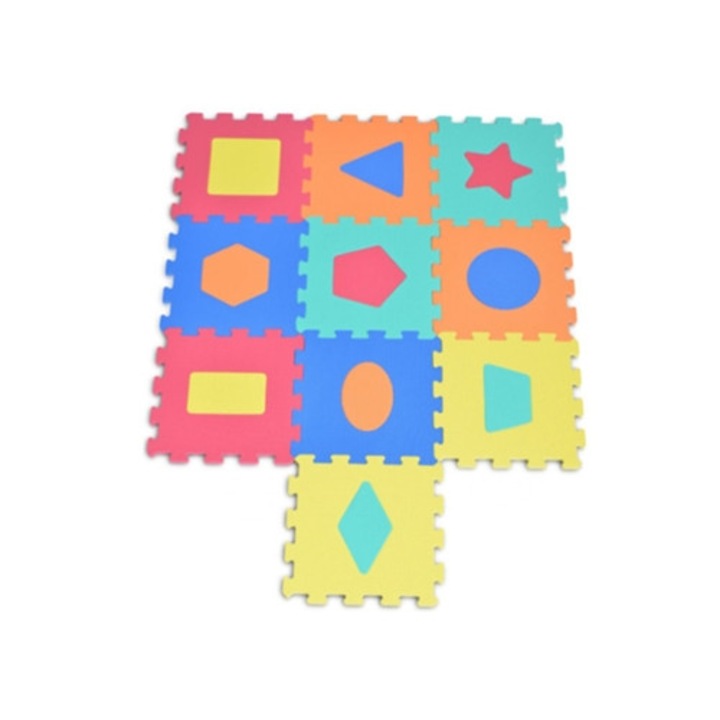 Covor pentru copii, 10 piese, forme geometrice, multicolor, 10 luni+