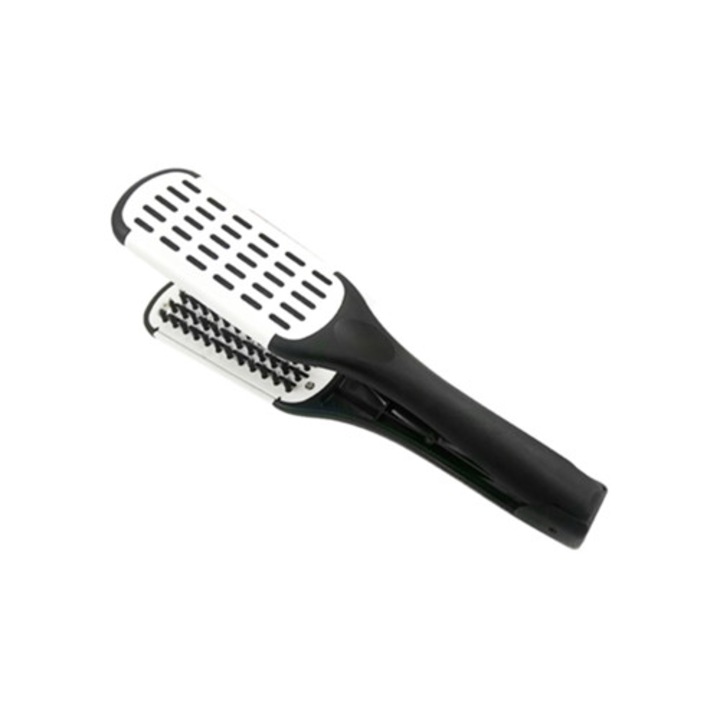 Perie de par electrica, ceramica, cu peri din nailon, pentru par gros, alb