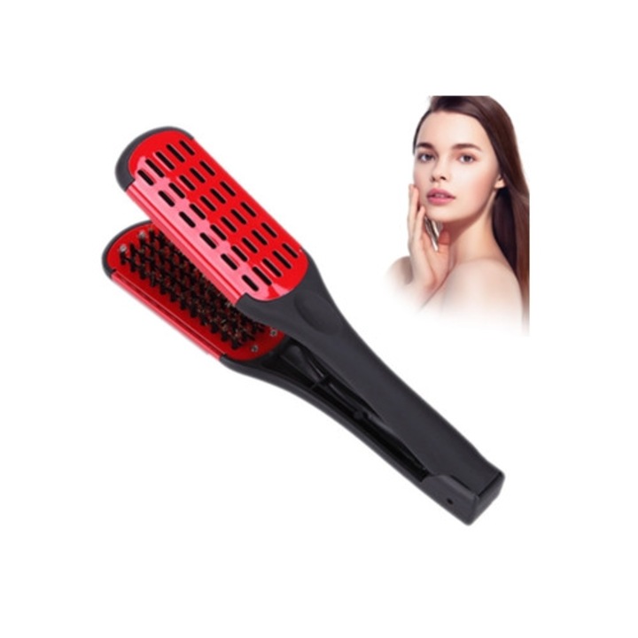 Perie de par electrica, incalzita, pentru styling, rosie
