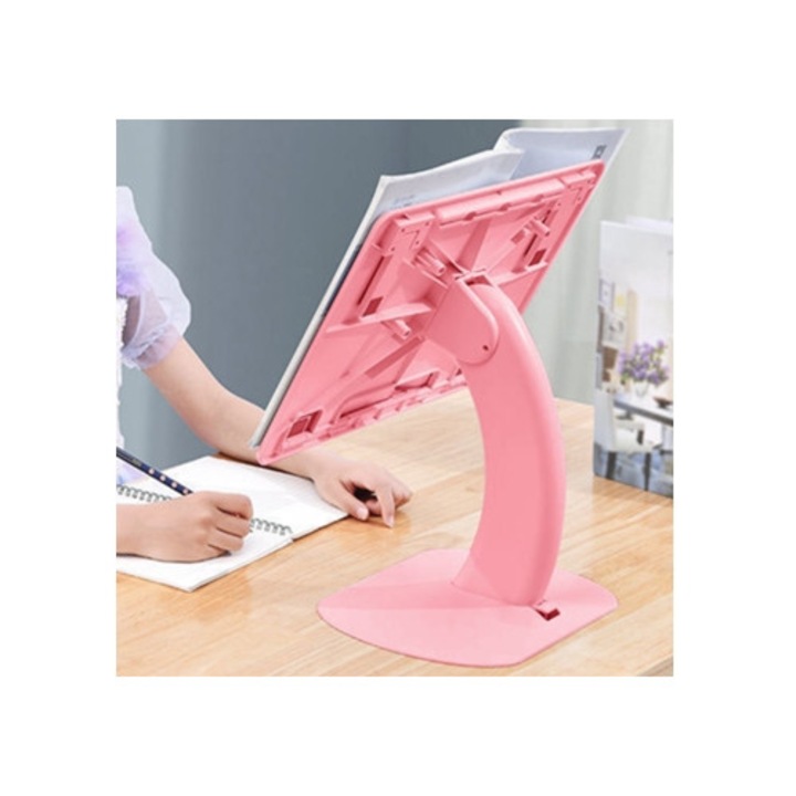 Suport de carte ergonomic, ajustabil, pliabil, multifunctional, roz