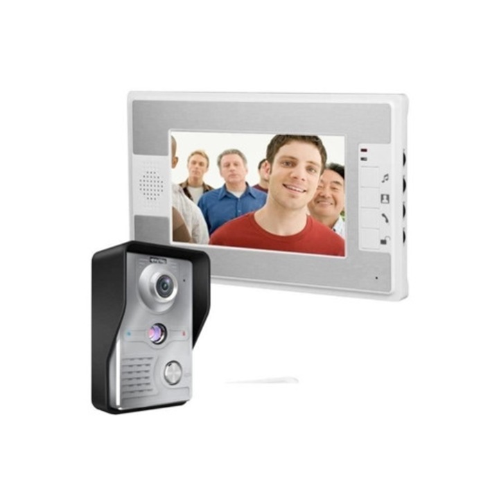 Kit interfon video 7 inch, 1 camera, 1 monitor, viziune nocturna