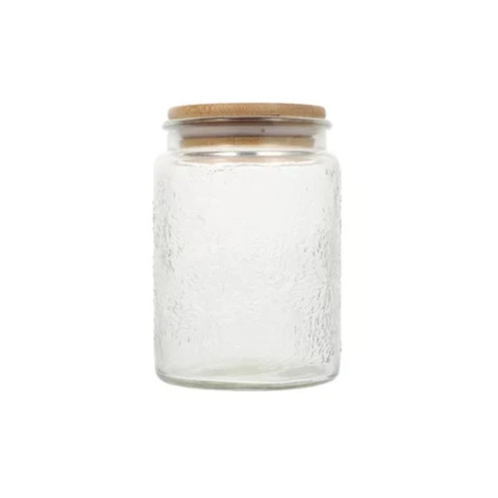 Borcan de depozitare embosat, set de 1, transparent