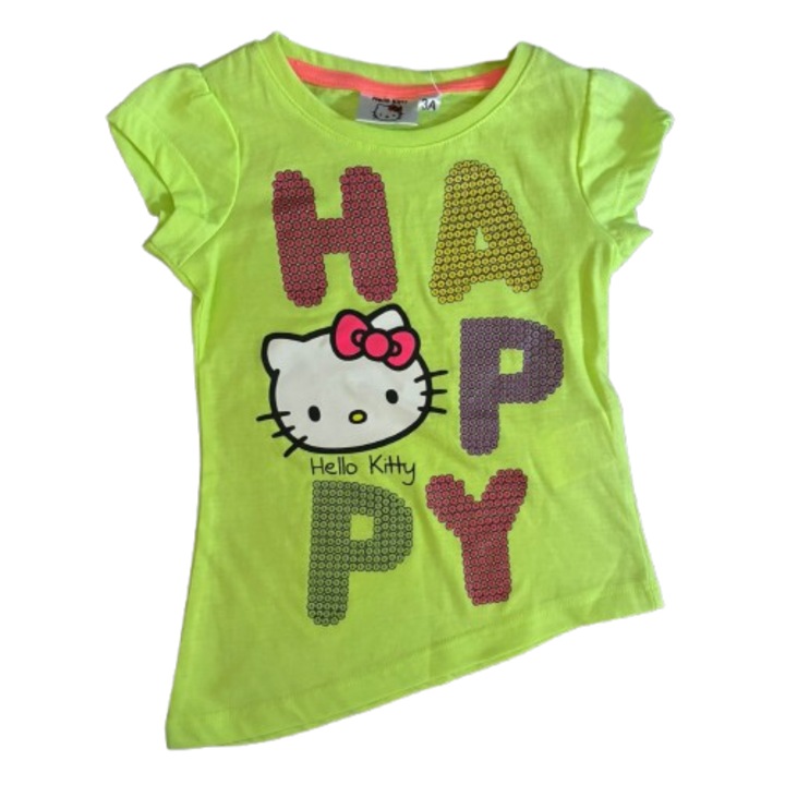 Tricou Asimetric, Galben Hello Kitty, 3 Ani