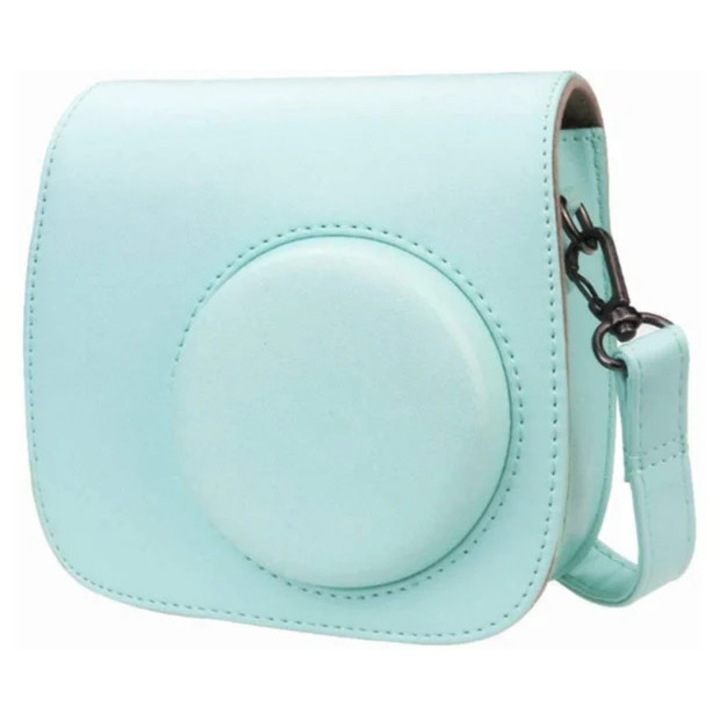 Husa din piele compatibila cu Fujifilm Instax Mini 8/8+/9, albastra