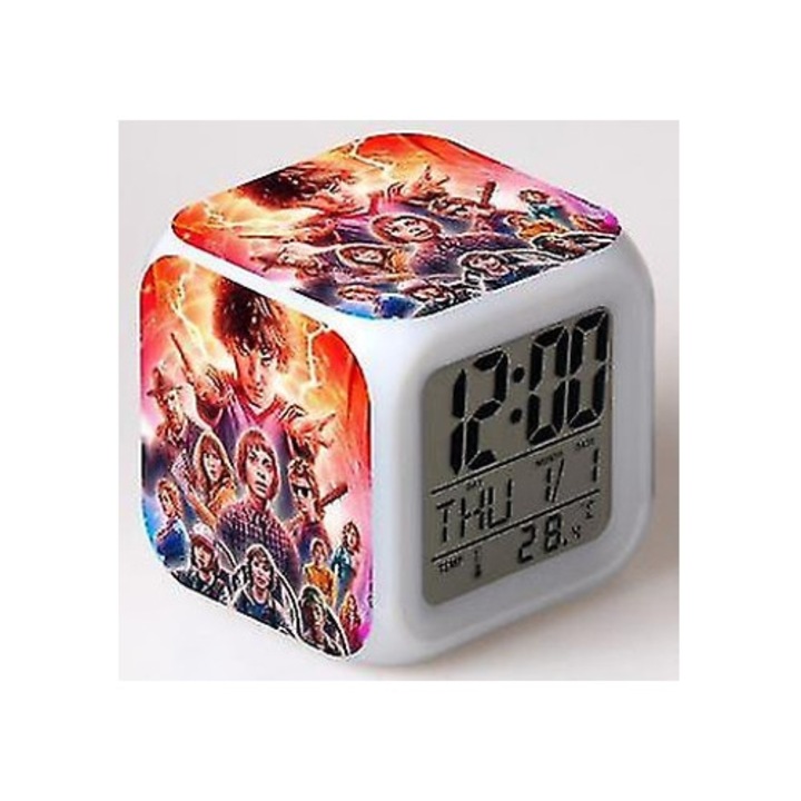 Ceas decorativ LED multifunctional colorat - Stranger Things
