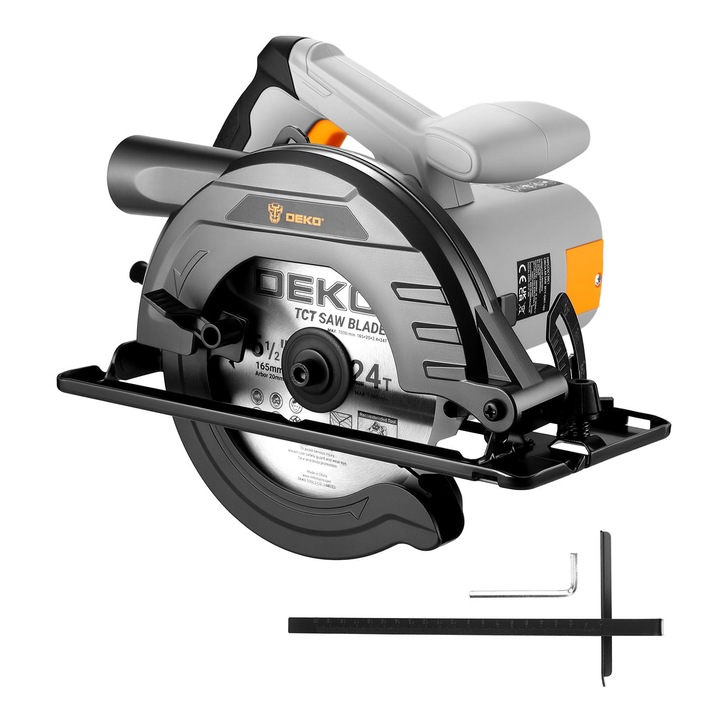 Fierastrau Circular DEKOPRO 1200W – 4800 RPM, Adancime Taiere 55 mm, cu Ghidaj pentru Lemn, fara disc