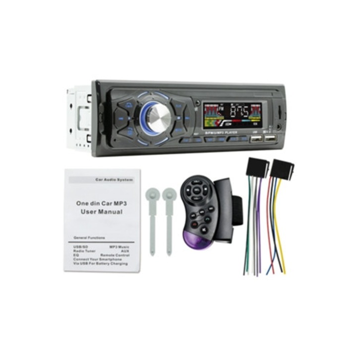 Player MP3 auto multifunctional cu Bluetooth, interfata dual USB, asistent vocal, negru