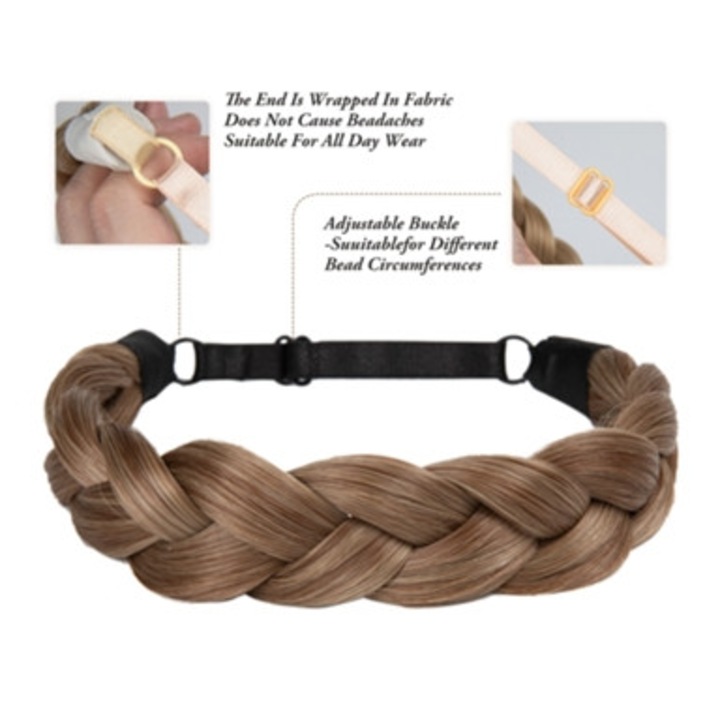 Banda elastica impletita sintetica, set de 2, maro, groasa, pentru par