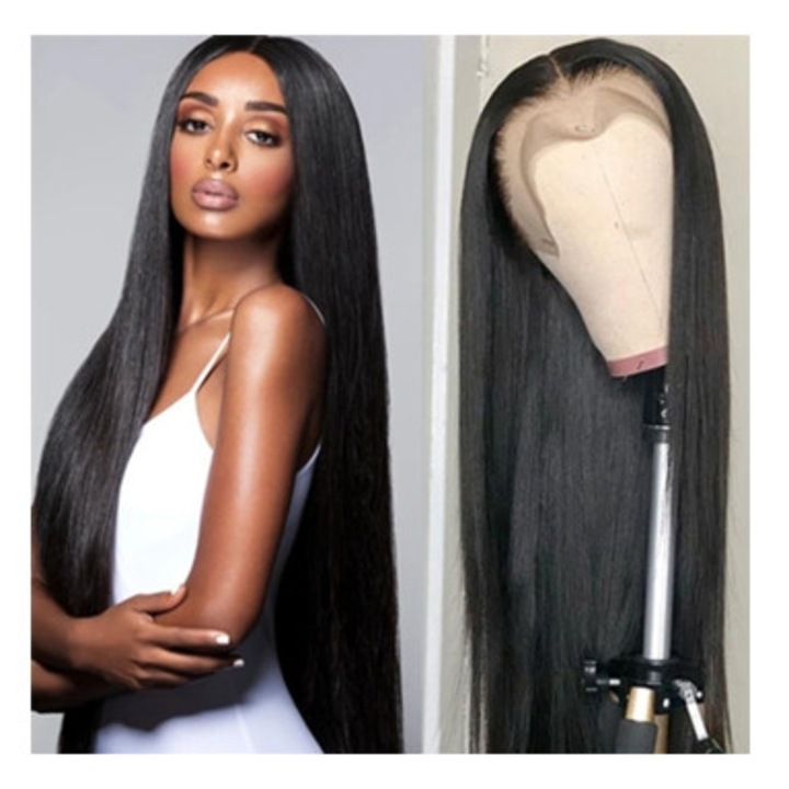 Peruca dantela 24", neagra, set 1 bucata, stil boem