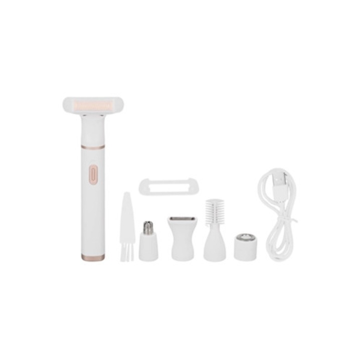 Epilator electric 5-in-1 pentru femei, pentru fata, nas, sprancene si corp, silentios
