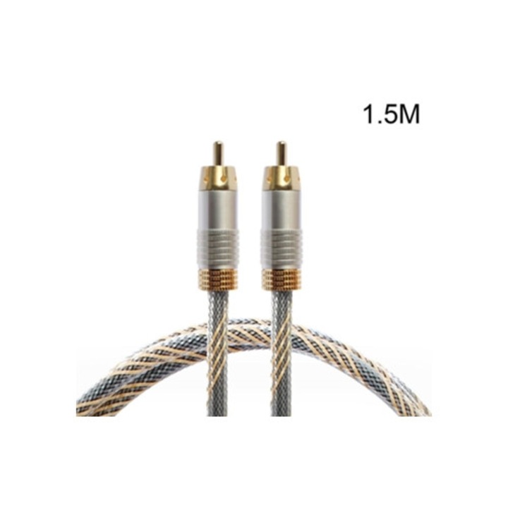 Cablu subwoofer RCA masculin la RCA masculin, placat cu aur, 1m