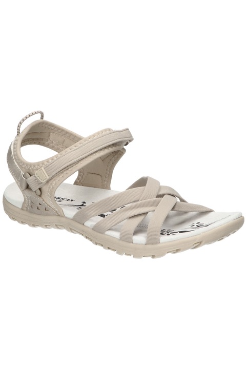 Sandale dama American Club HL218, cu brant din piele naturala, inchidere velcro si talpa antiderapanta, Bej