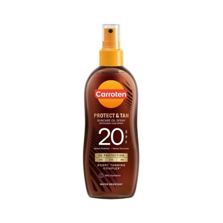 Spray protector si bronzant Carroten Protect & Tan, ulei de bronzare pentru corp, SPF20, 150 ml