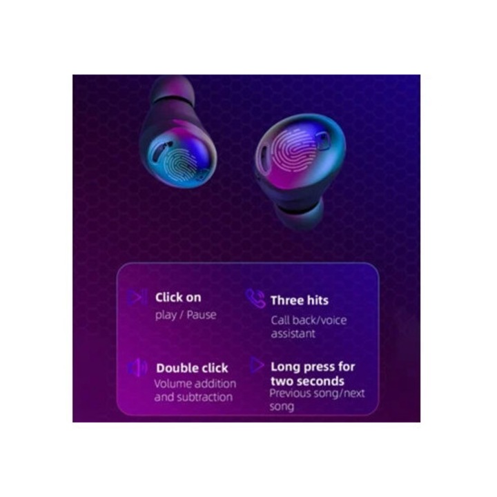 Casti Wireless S190 In-Ear, Bluetooth, multicolor, pentru muzica, sport