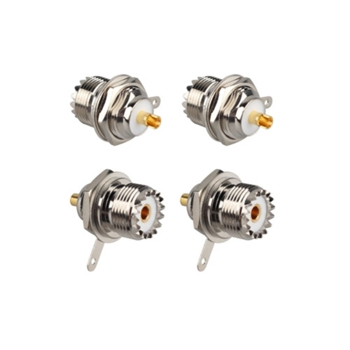 Коаксиален конектор UHF SO239 женски за монтаж на панел, PL259 RF, комплект 4 броя