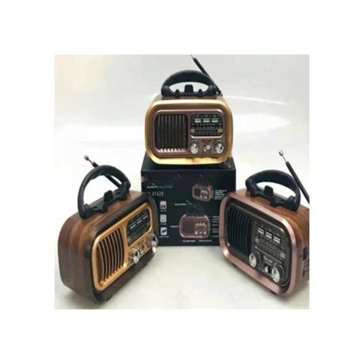 Radio portabil retro cu Bluetooth, receptie excelenta, player MP3, culoare aleatorie
