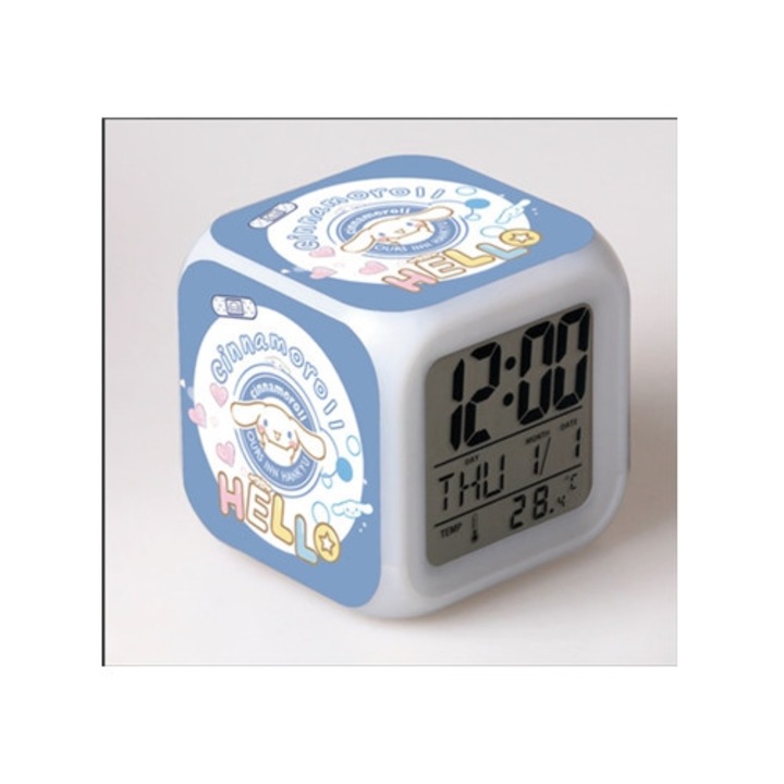 Ceas decorativ LED digital animat 38cm, pentru camera bebelusului, model Puppy