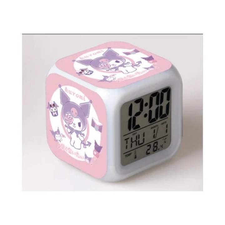 Ceas decorativ LED digital cu animatie pentru patut, dimensiune mica, 38cm, stil 7