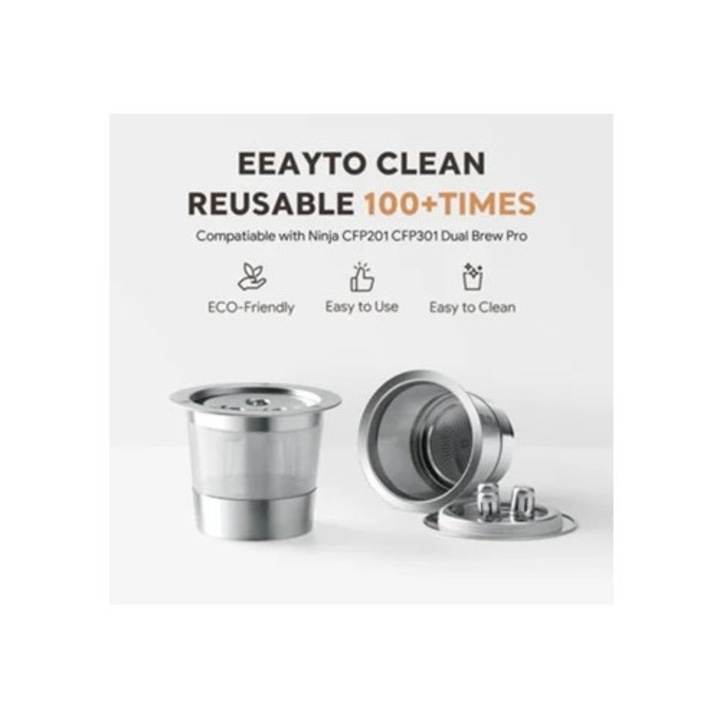 Set de 2 capsule K-Cup reutilizabile pentru aparatul de cafea Ninja Dual Brew Zeuxo