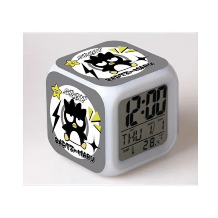 Ceas decorativ LED digital pentru patut, 38cm, animatie cusuta, decor pentru camera de copii