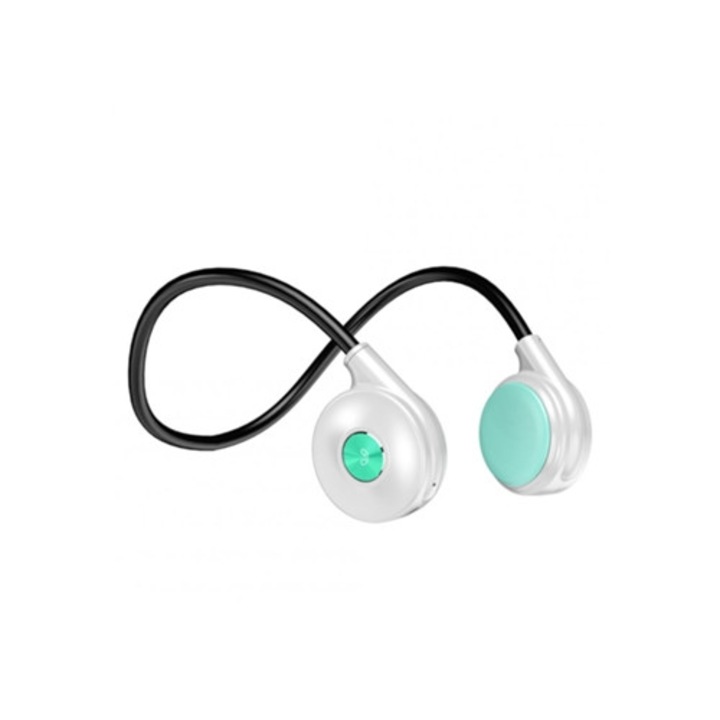 Casti Wireless M1S, Conductie osoasa, Bluetooth 5.3, Culoare verde, cu suport pentru ureche