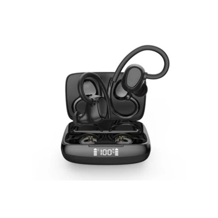 Casti Wireless, microfon cu carlig, impermeabile IP7, stereo, anulare zgomot, 48H