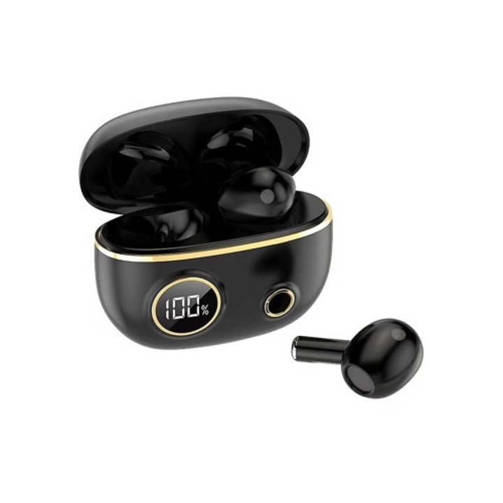 Casti Wireless Apro8 TWS Bluetooth, sunet stereo, display digital