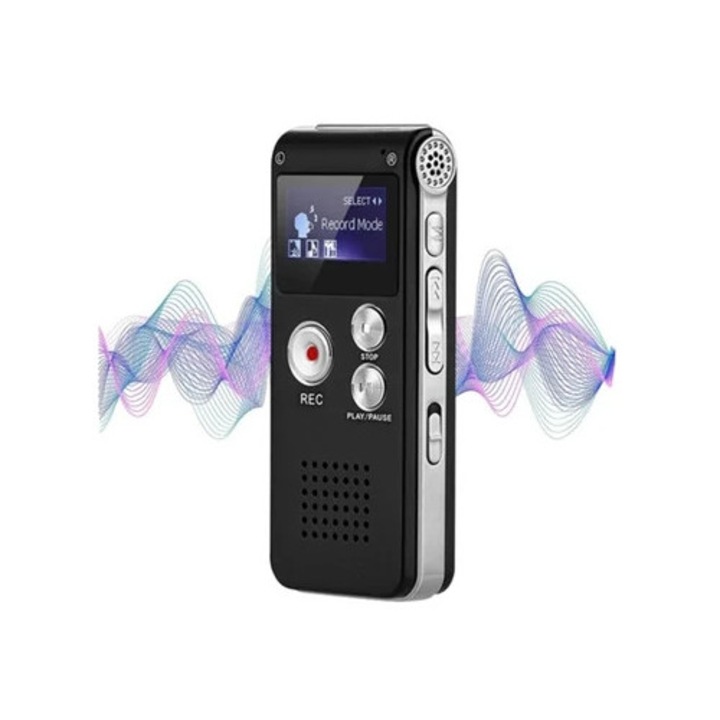 Мини професионален диктофон 8GB, сребрист, с цифрово аудио възпроизвеждане и MP3
