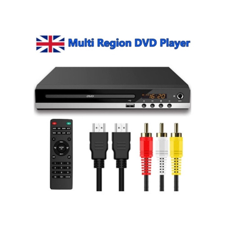 Мултирегионален DVD плейър с дистанционно управление, USB, HDMI/AV, 1080p