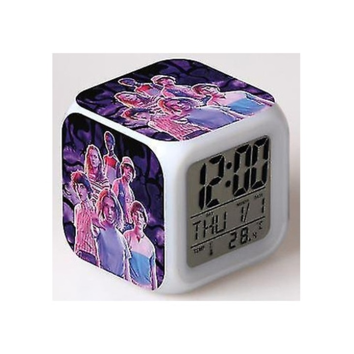 Ceas decorativ LED multifunctional colorat, Stranger Things