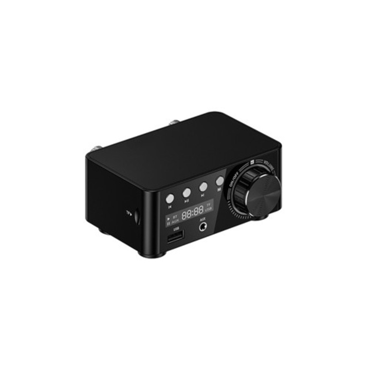 Amplificator Mini 50W+50W Bluetooth 5.0, Digital, USB, Aux, TF