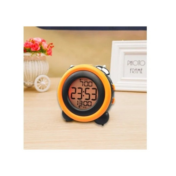 Ceas decorativ cu alarma, functie de snooze, set dual, multicolor
