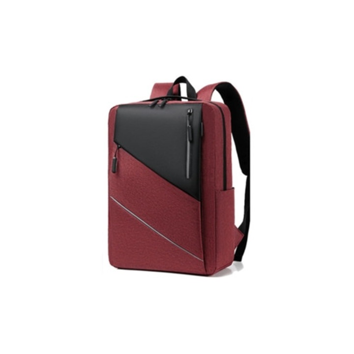 Rucsac laptop, rosu, impermeabil, cu port de incarcare USB, pentru barbati