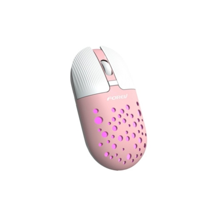 Mouse Bluetooth cu Lumini Colorate, Ergonomic, Viteza Ajustabila, Roz