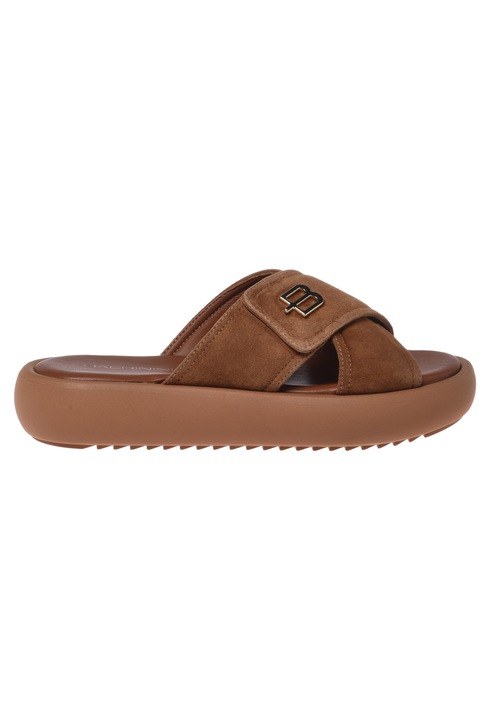 Baldinini, Papuci flatform din piele intoarsa, Maro, 37