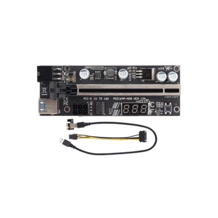 Card adaptor PCI-E, afisaj temperatura, extensie cablu