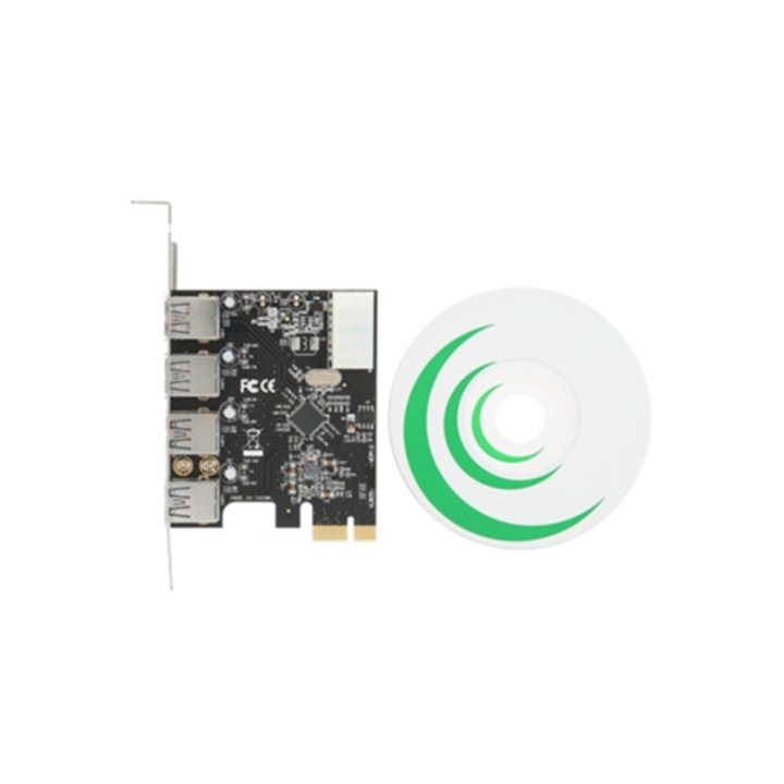 Adaptor card de expansiune, 4 porturi, 5 Gbps, PCIe la USB 3.0